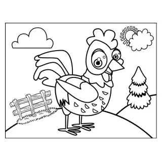 Crowing rooster coloring page printable coloring page