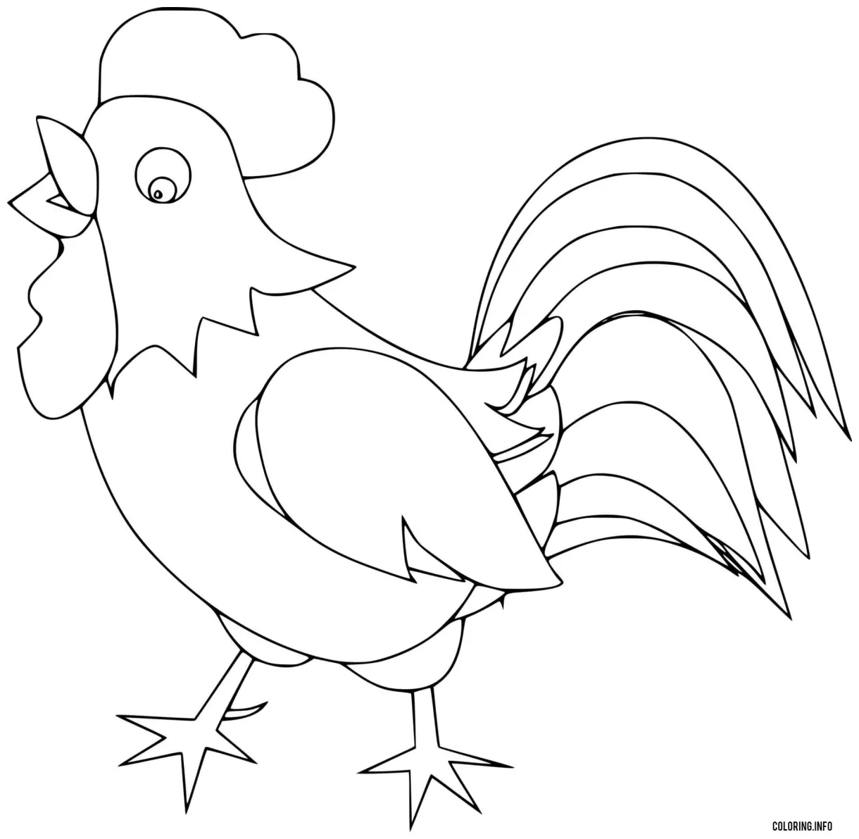 Easy crowing rooster coloring page printable