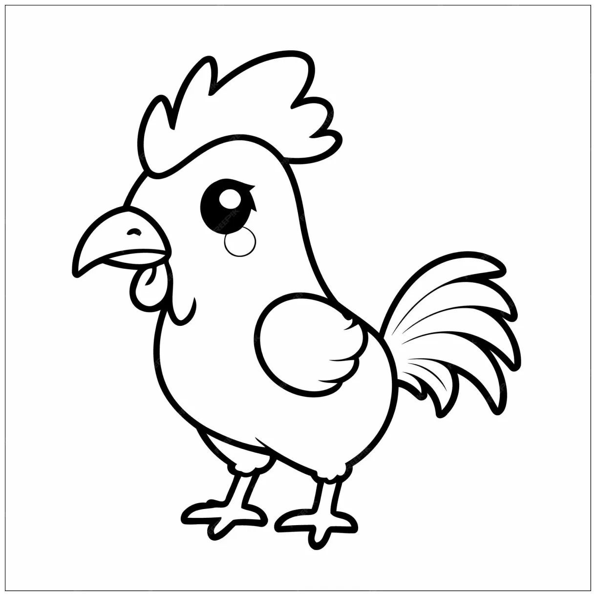 Premium vector rooster crowing vector coloring page for kids