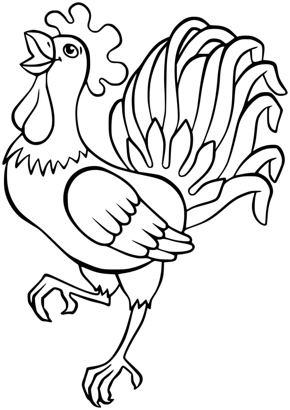 Simple crowing rooster coloring pages coloring cool