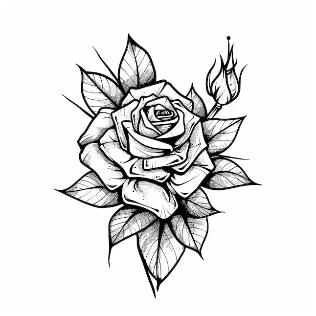 Rose tattoo illustration vectors & illustrations for