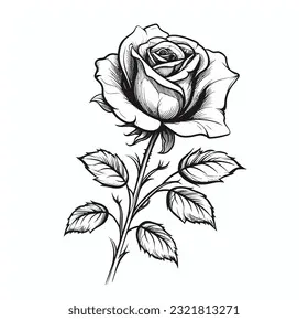 Beauty rose outline art tattoo design stock vector