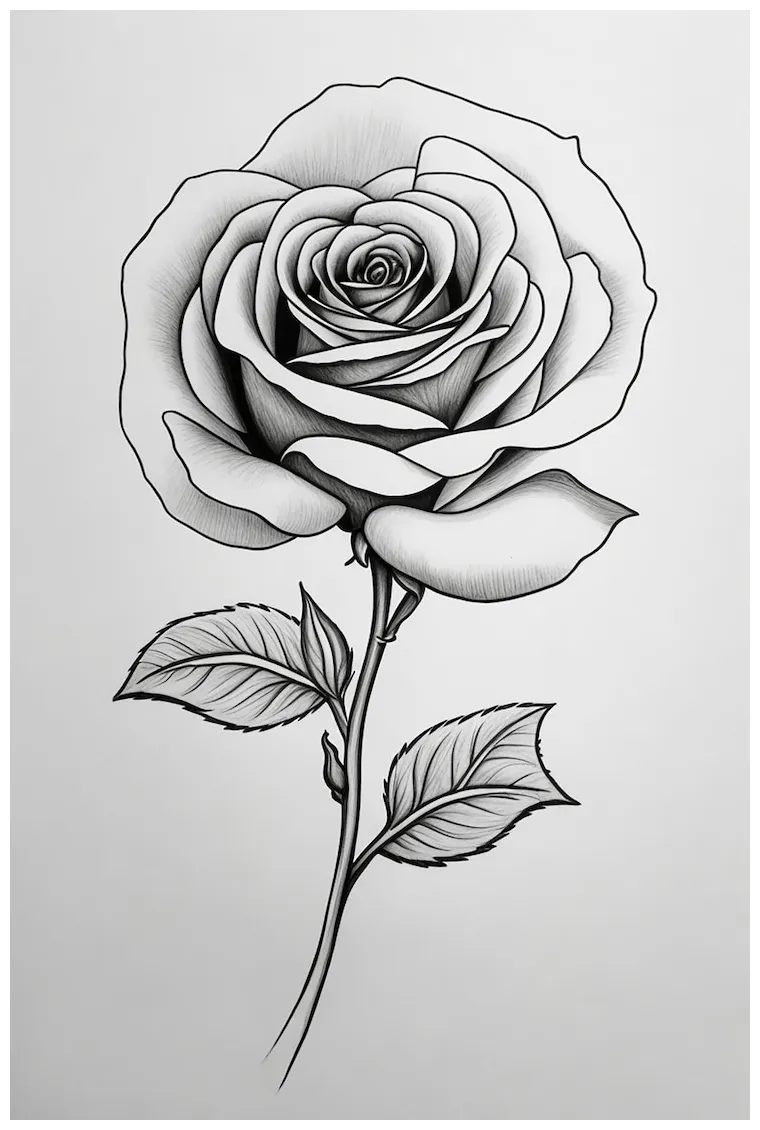 Rose vector drawing outline premium ai-generated vector