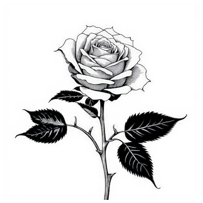 Black ink rose drawing s on freepik