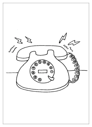 Rotary telephone ringing coloring page