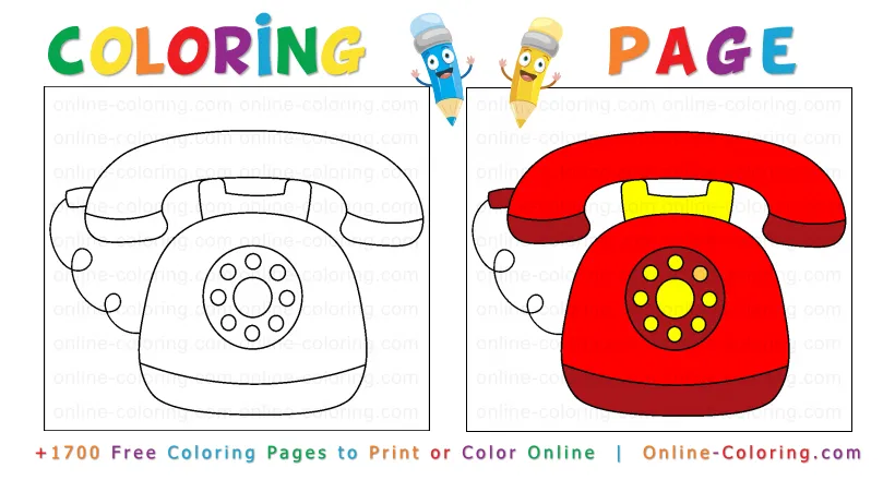 🎨vintage rotary dial telephone free online coloring page printable coloring page