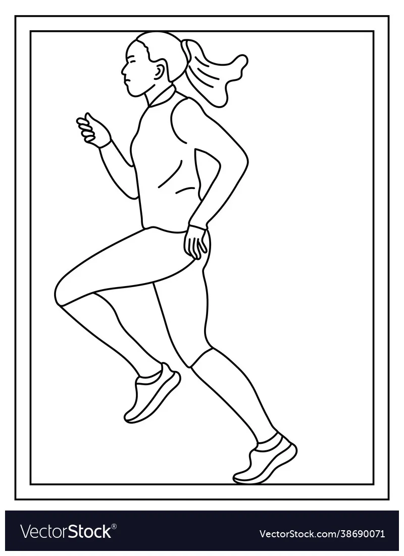 Running coloring page vector