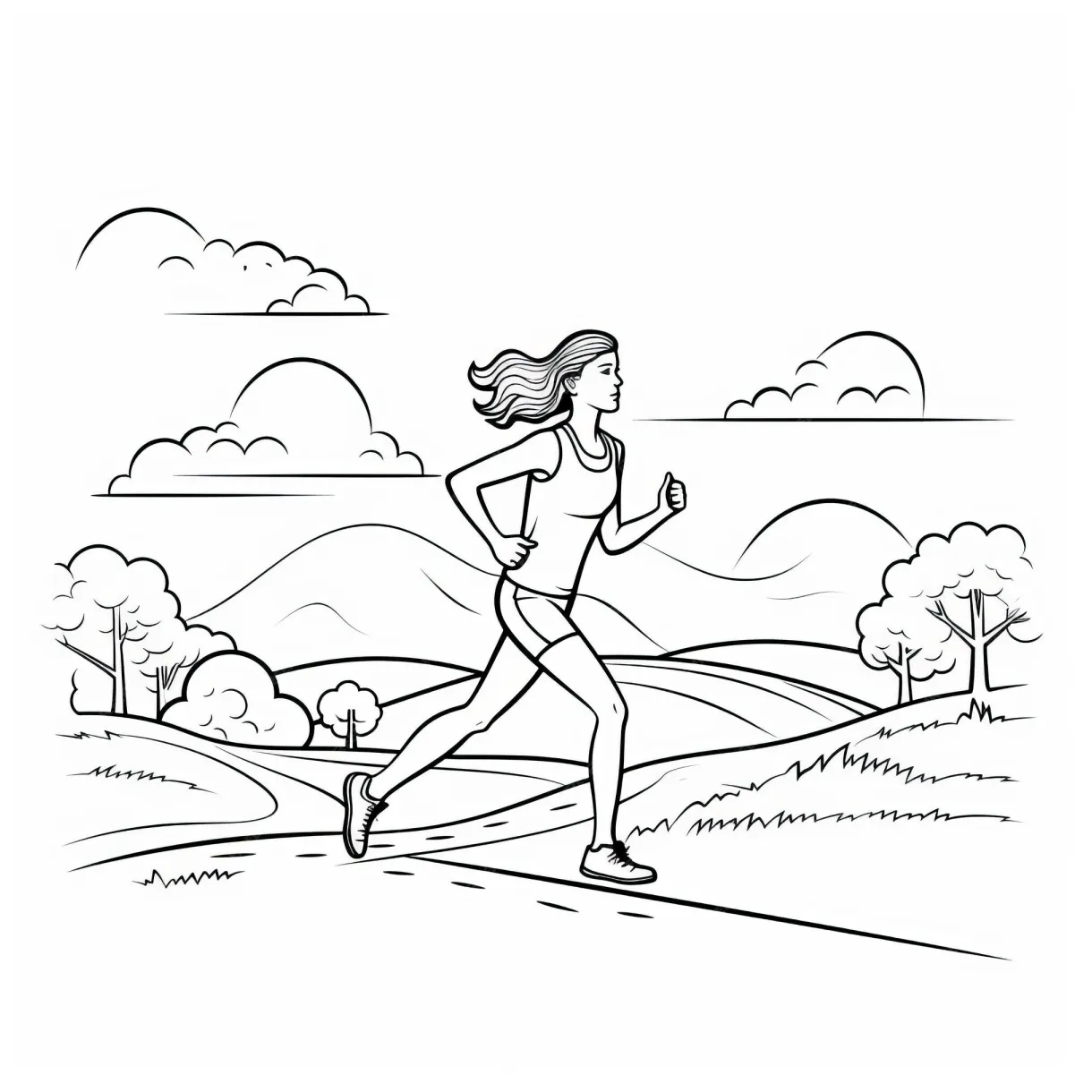 Premium AI Image | Runner In The Countryside Coloring Book Page