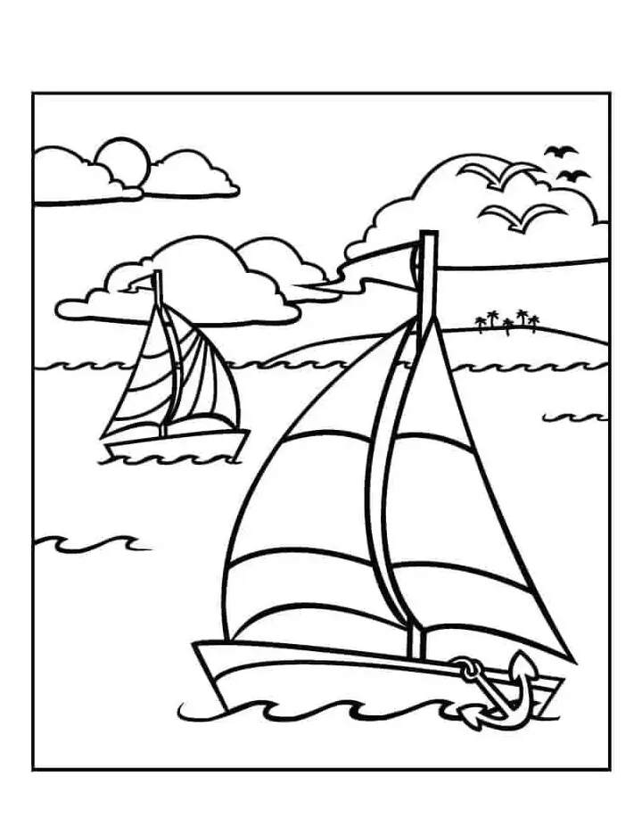 Sailboat coloring page