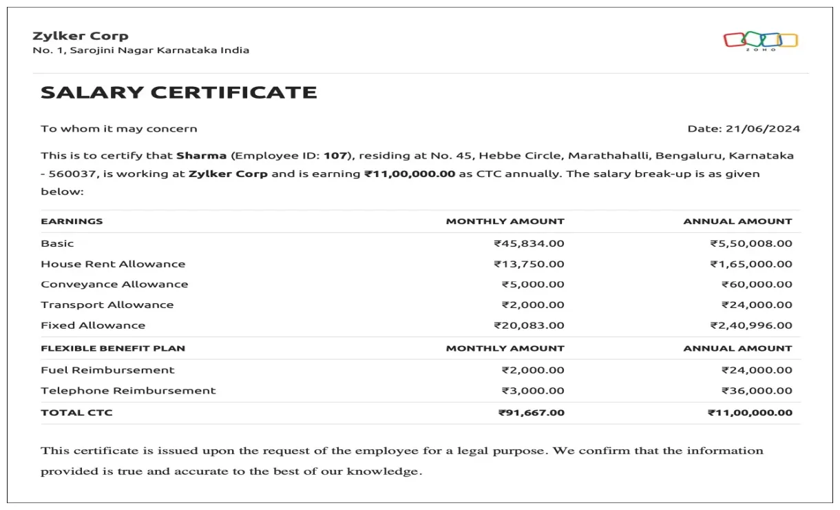 Format of salary certificate letter infoupdate