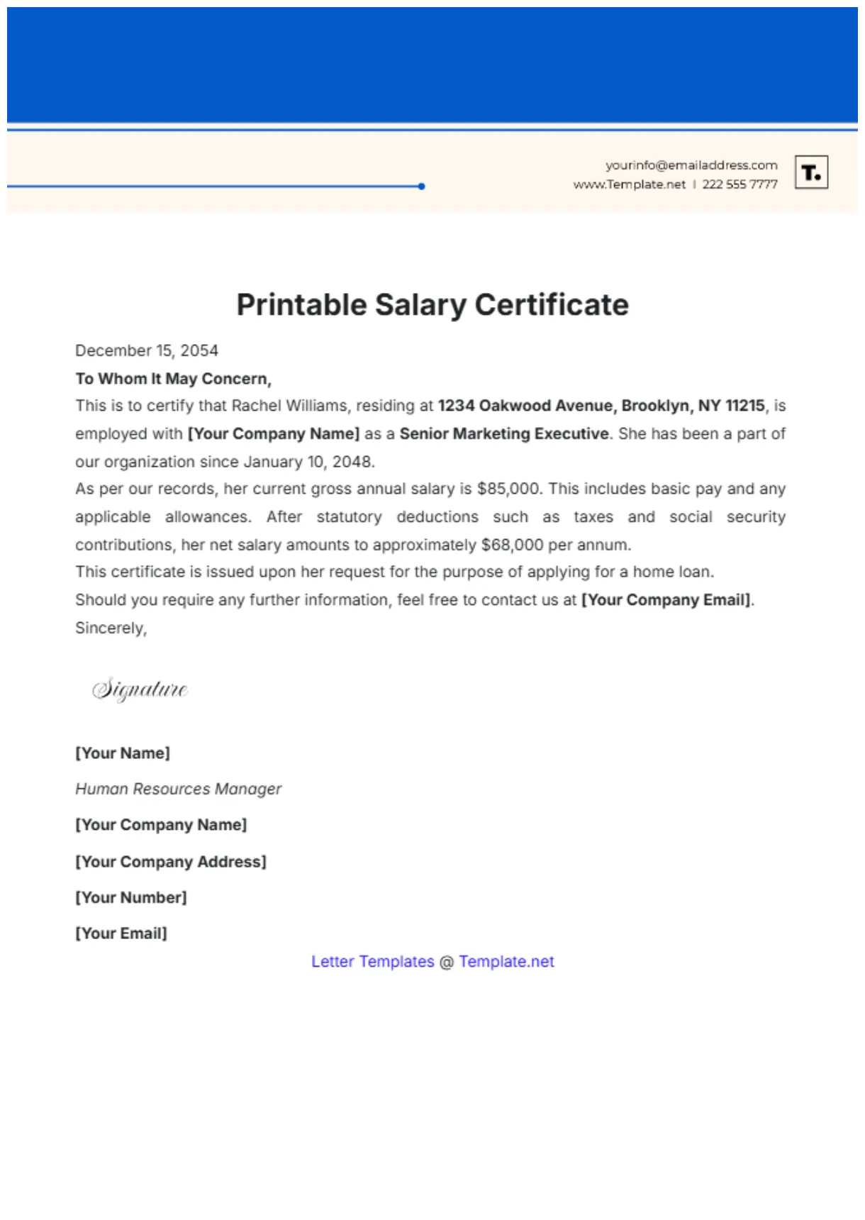 Format of salary certificate letter infoupdate