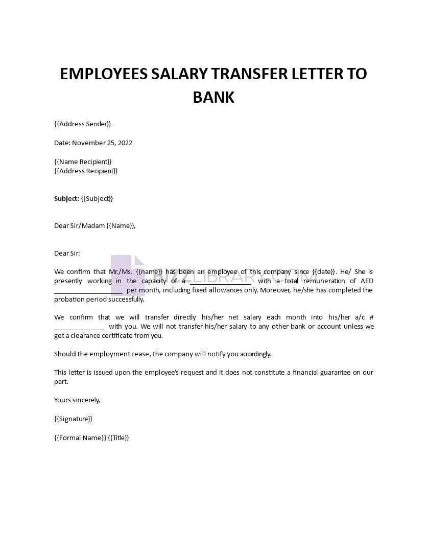 Salary transfer letter