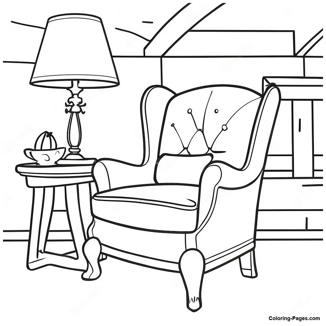 Cozy Lounge Chair Coloring Page | Coloring-Pages.com