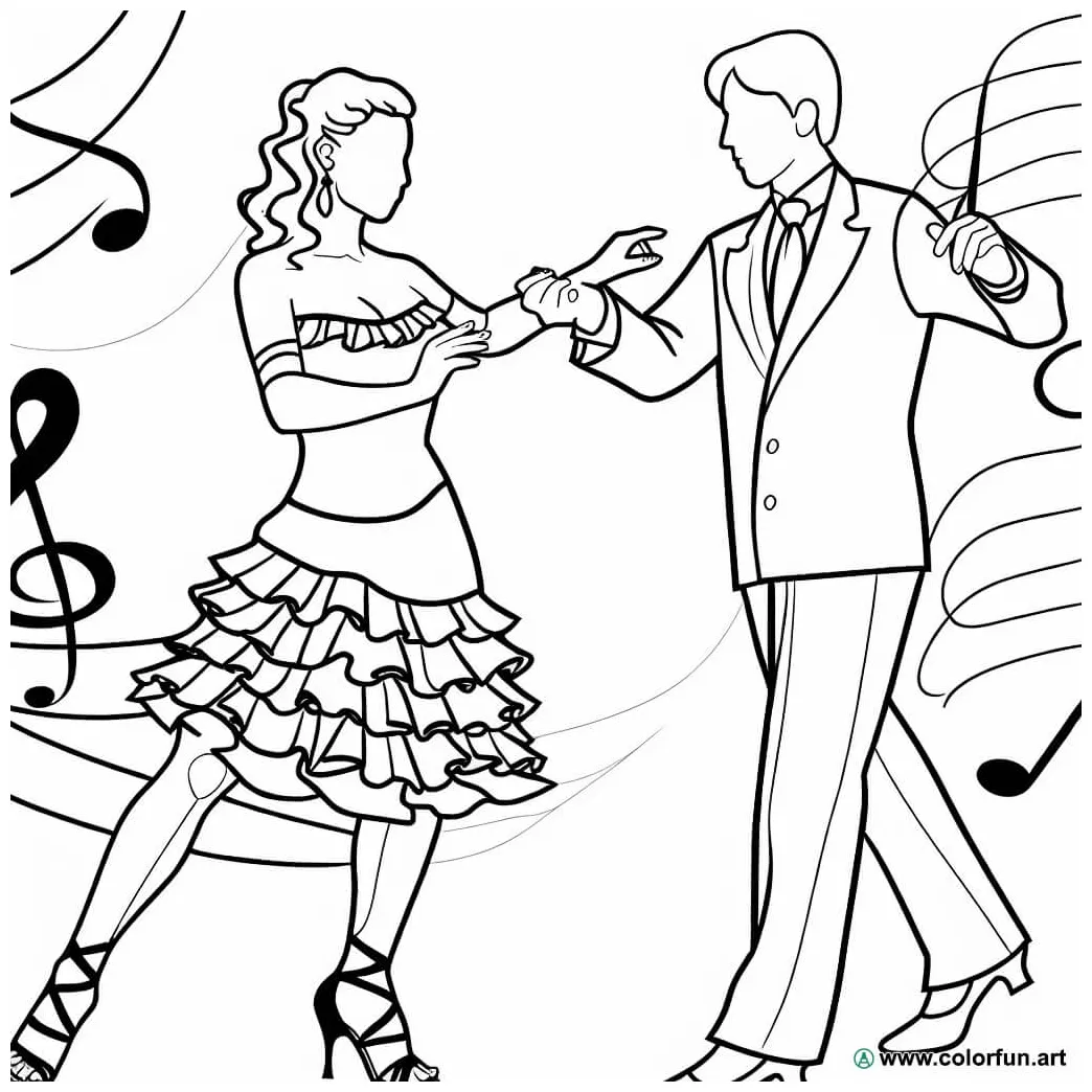 Dance salsa coloring page download or print for free