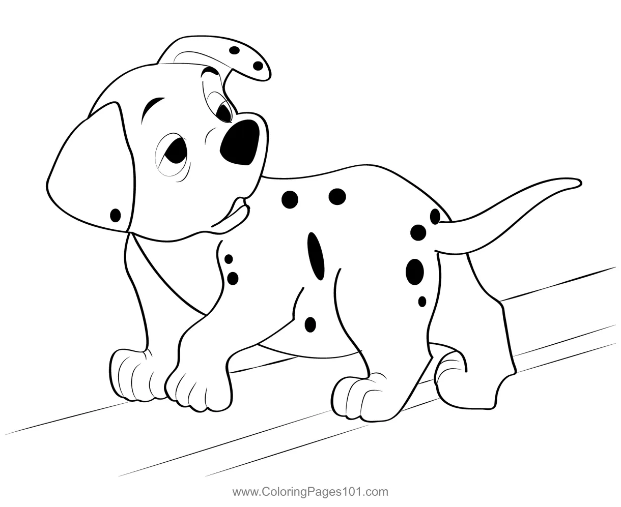 Little dog coloring page for kids free 101 dalmatians printable