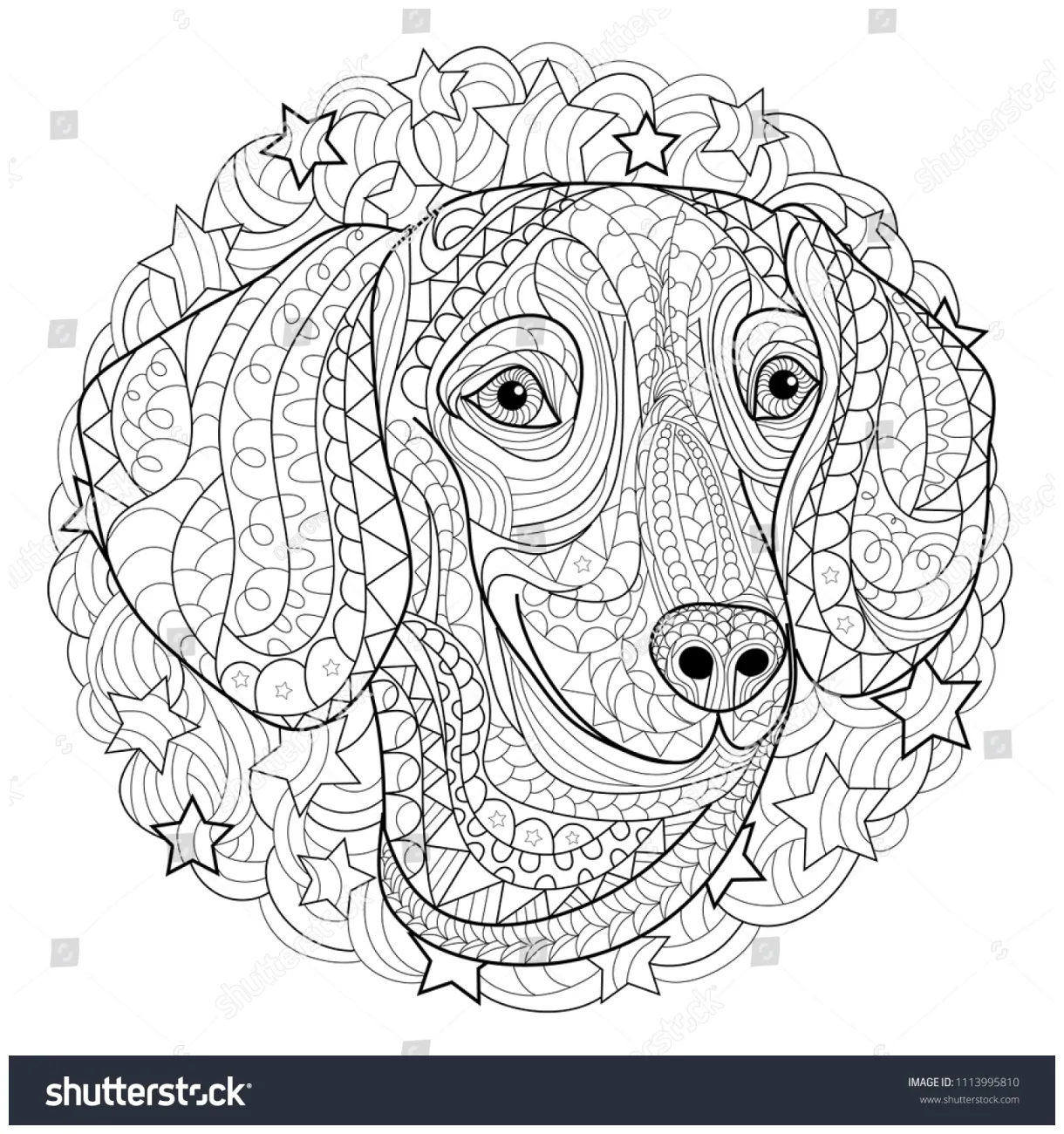 Dog Coloring Page Stock Vector (Royalty Free) 1113995810 | Shutterstock