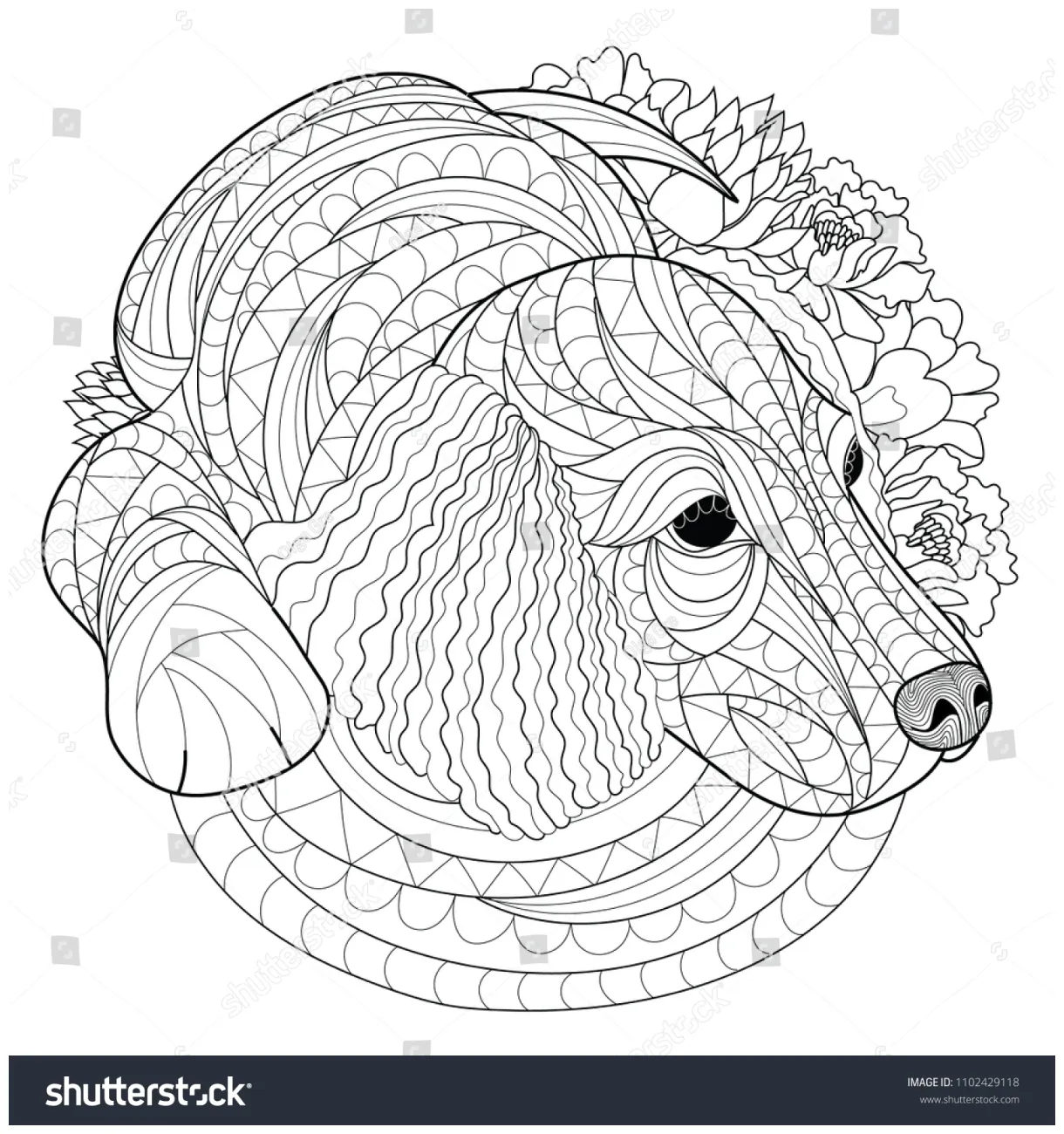Dog Coloring Page Stock Vector (Royalty Free) 1102429118 | Shutterstock
