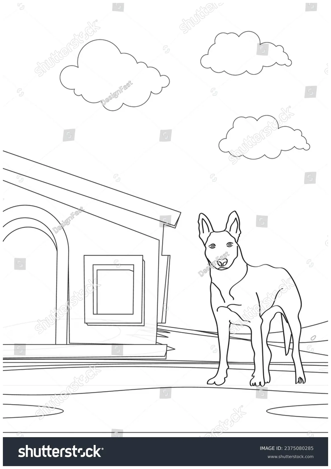 Dog Coloring Page Adults Stock Vector (Royalty Free) 2375080285