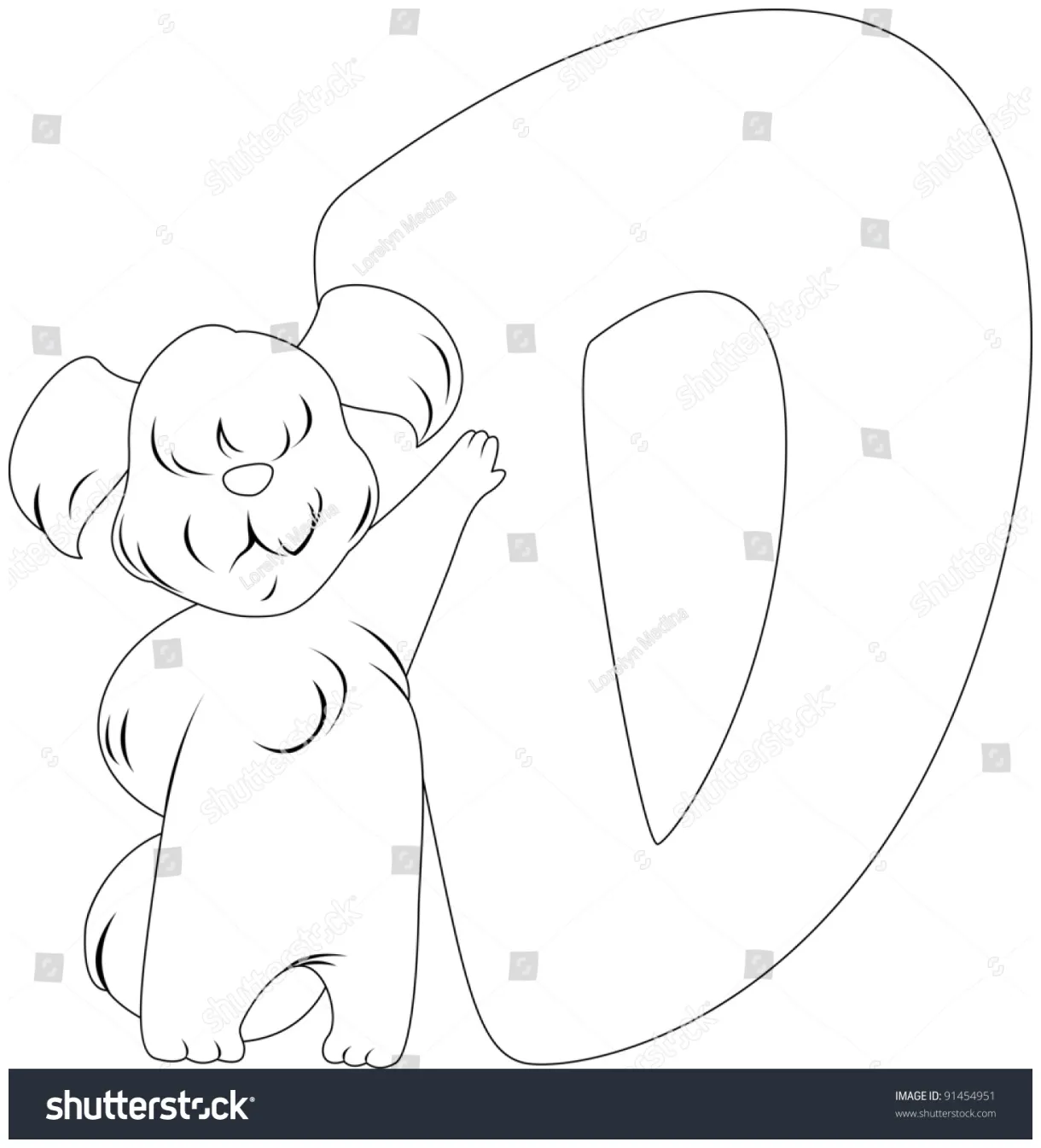 Coloring Page Illustration Featuring Dog Stock Vector (Royalty Free