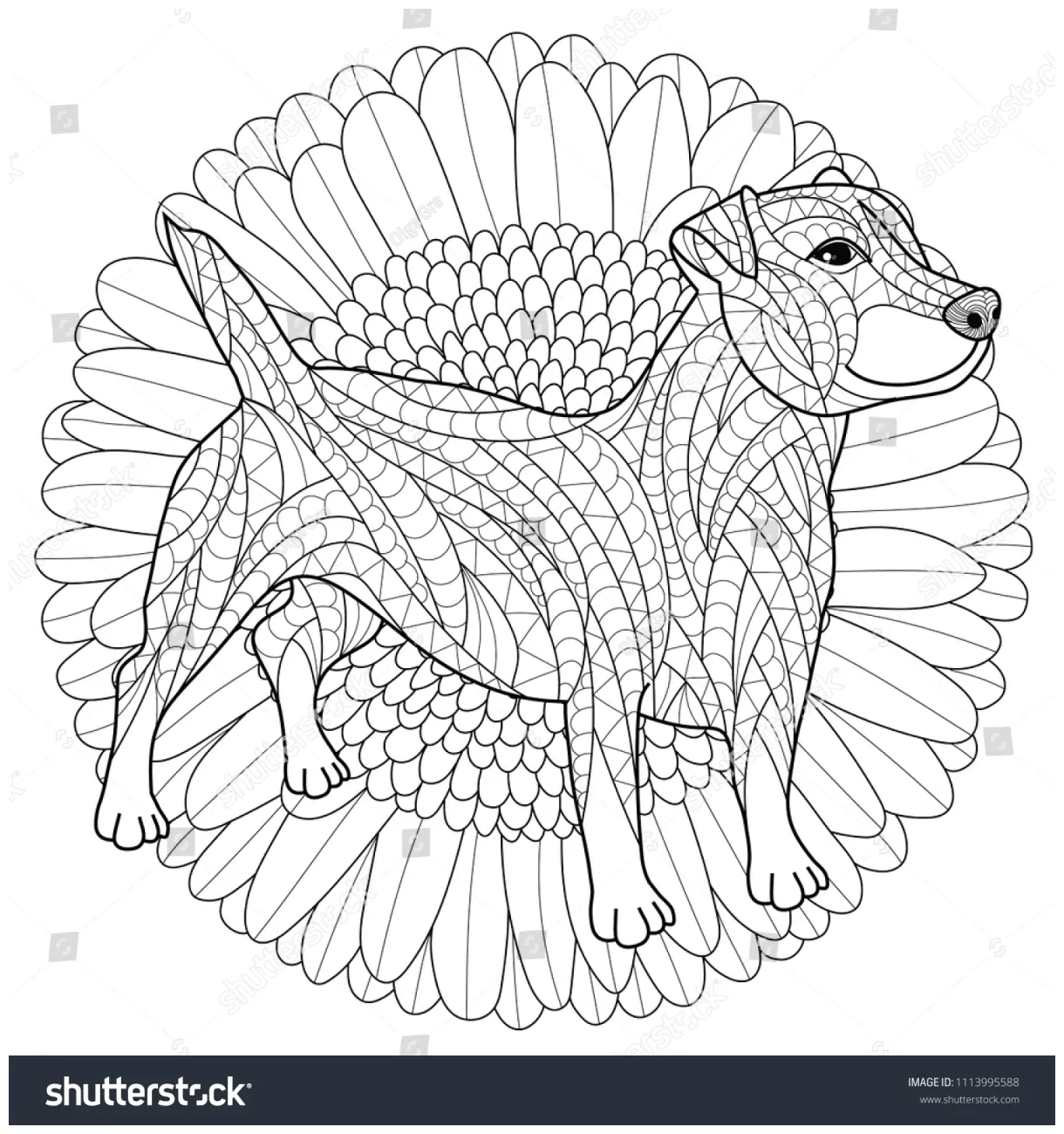 Dog Coloring Page Stock Vector (Royalty Free) 1113995588 | Shutterstock