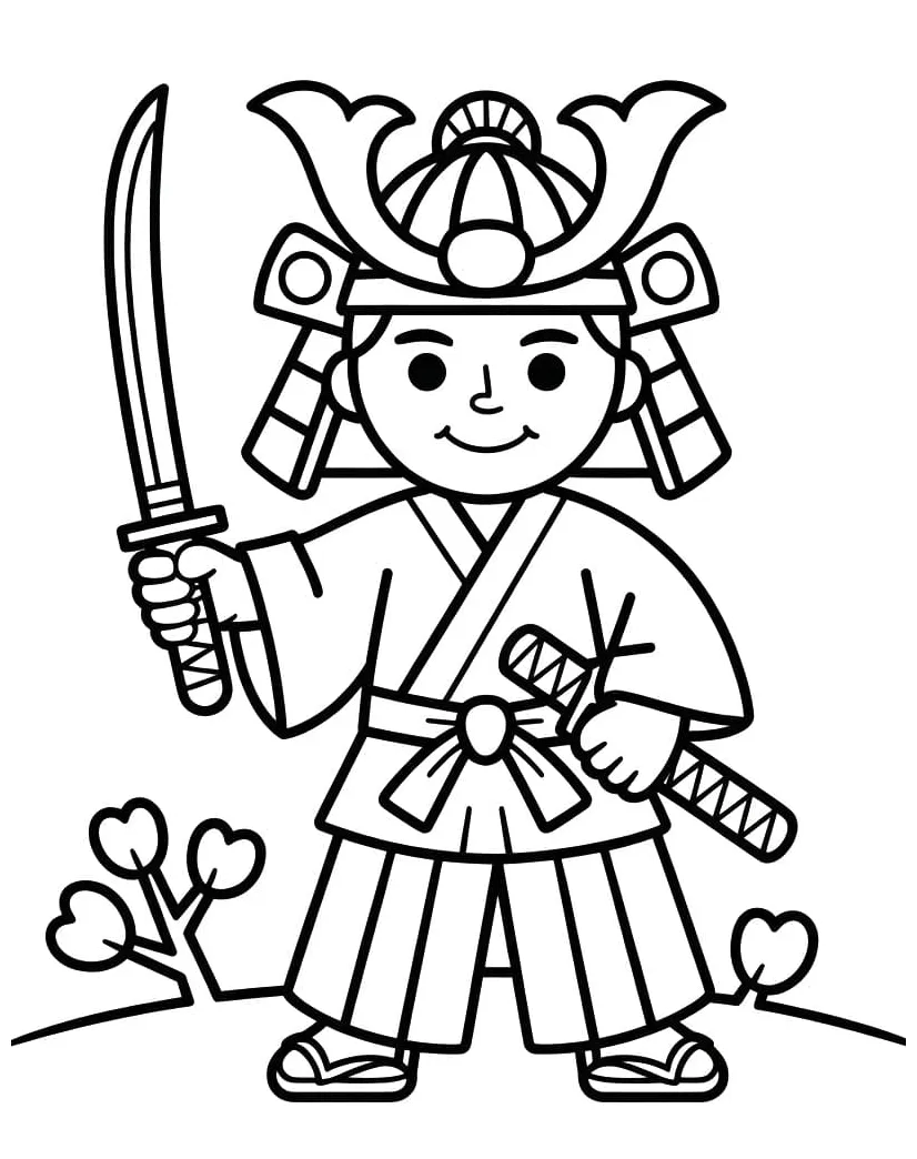 A Cute Samurai coloring page - Download, Print or Color Online for Free