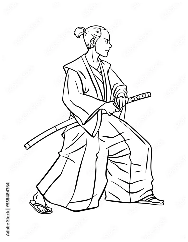 Samurai isolated coloring page for kids stock vector adobe stock