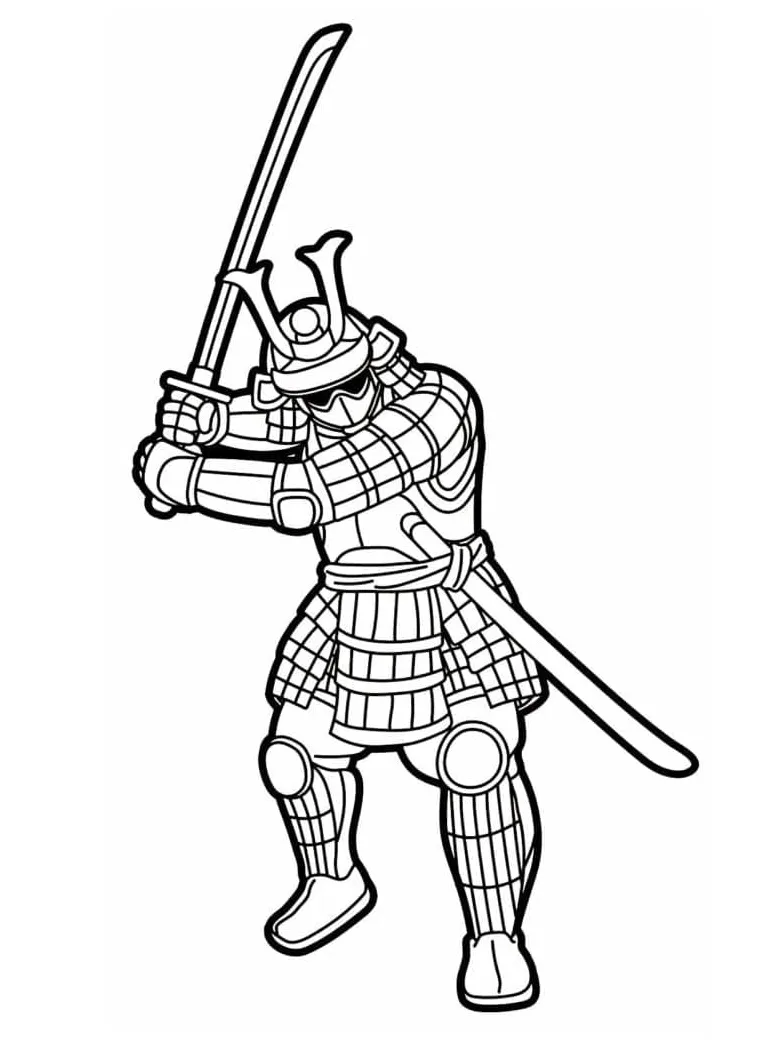 Samurai and a sword coloring page download, print or color online for