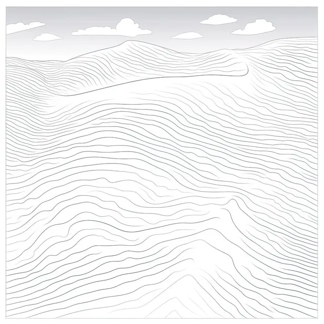 Premium black and white coloring picture of a sand dunes