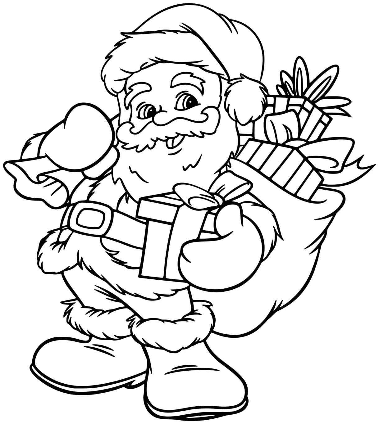 Christmas Santa Coloring Page 4665365 Vector Art at Vecteezy