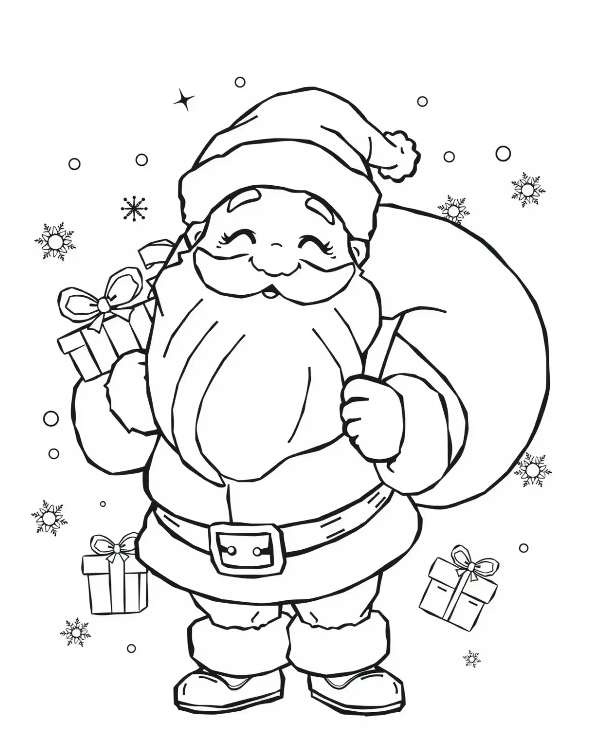 Cartoon Santa Coloring Page - Free Printable