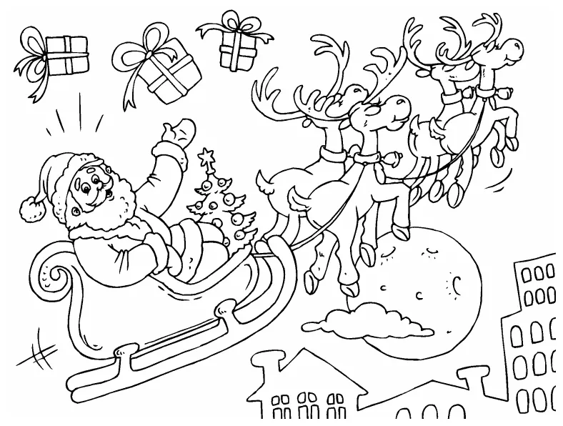 Santa in his sleigh coloring page coloring pages 4 u