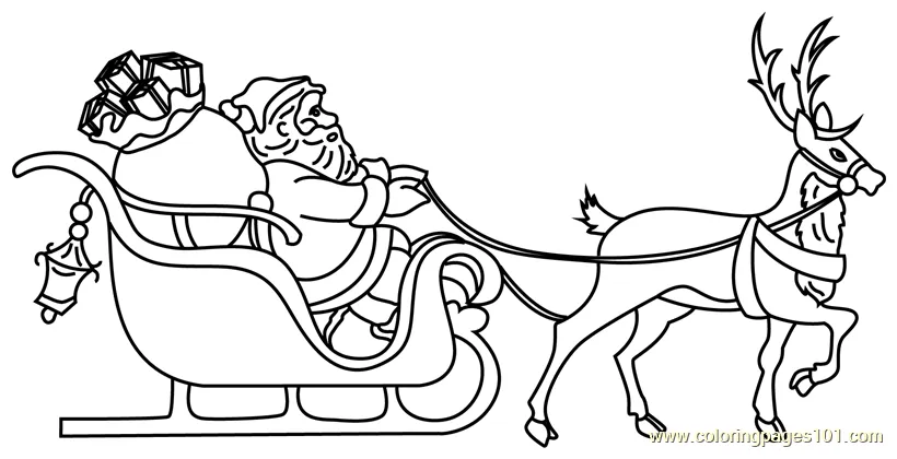 Free santa and sleigh coloring page coloring pages