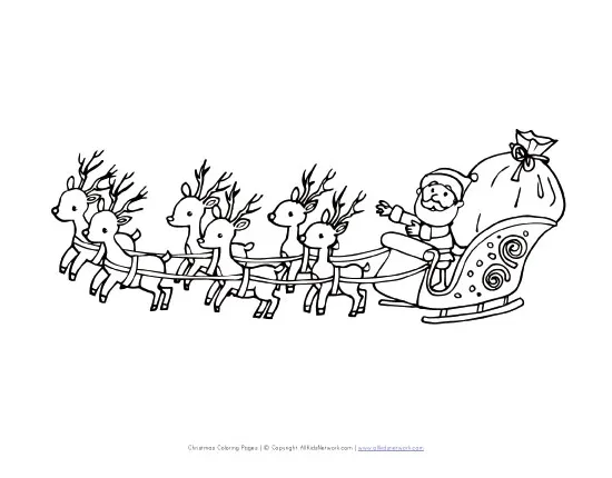 Santa flying in sleigh coloring page all kids network