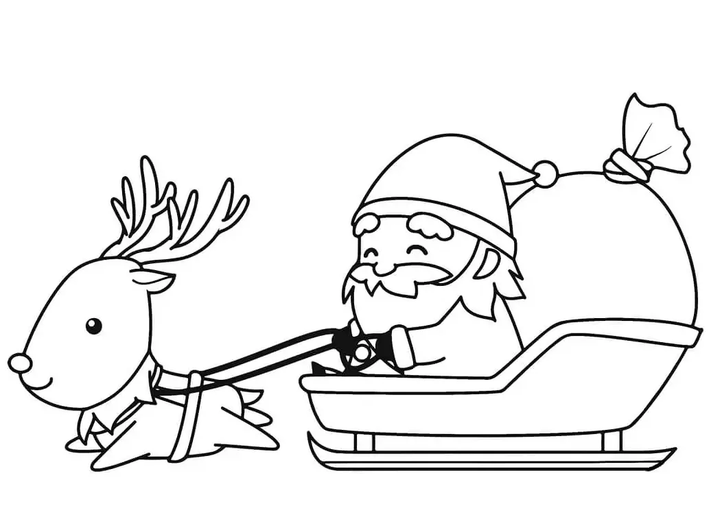Santa in sleigh printable coloring page