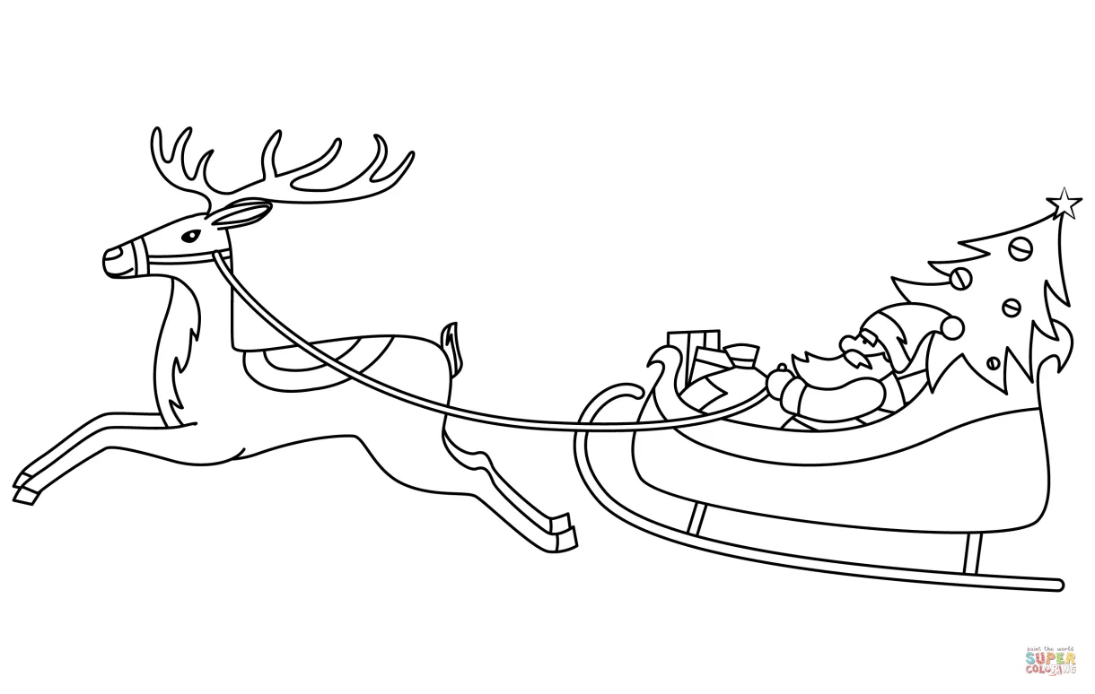 Santa sleigh coloring page free printable coloring pages