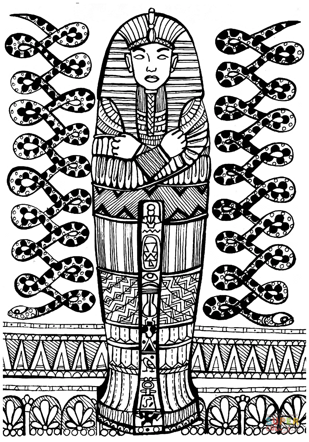 Sarcophagus of pharaoh coloring page free printable coloring pages