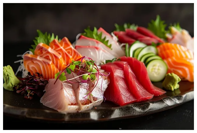 Studio shot of sashimi platter premium ai-generated