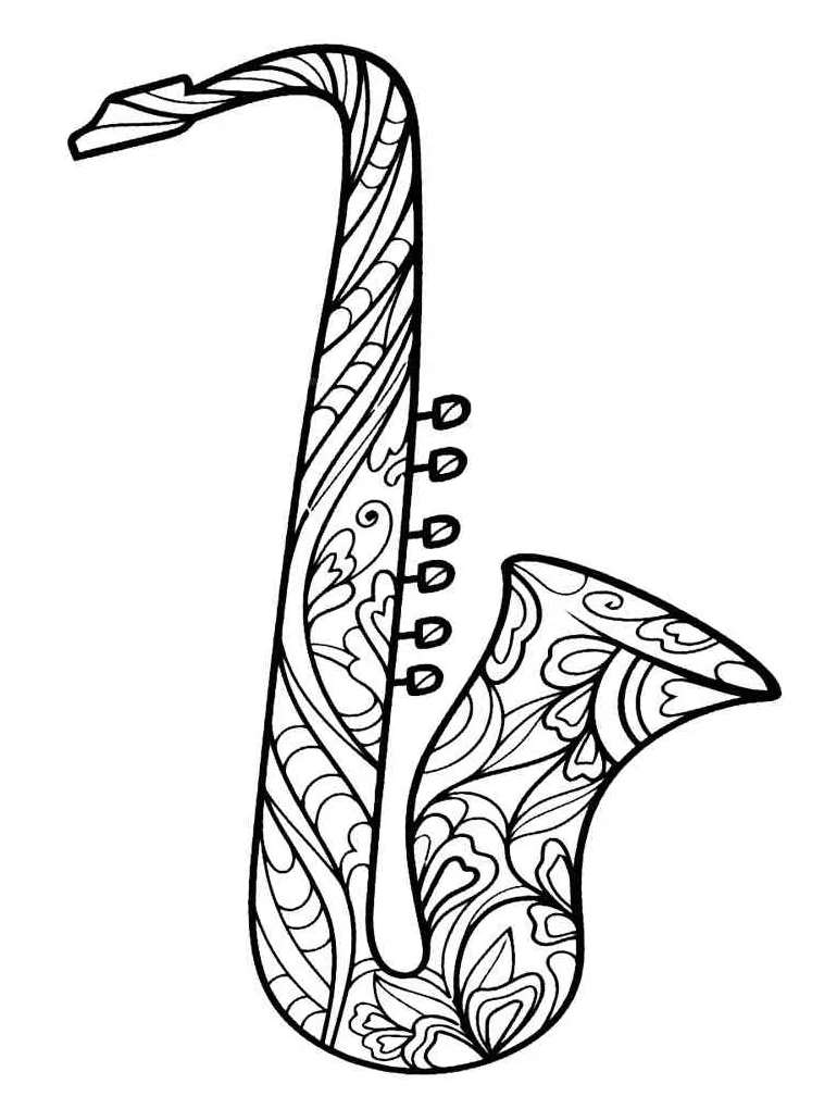 Saxophone coloring pages
