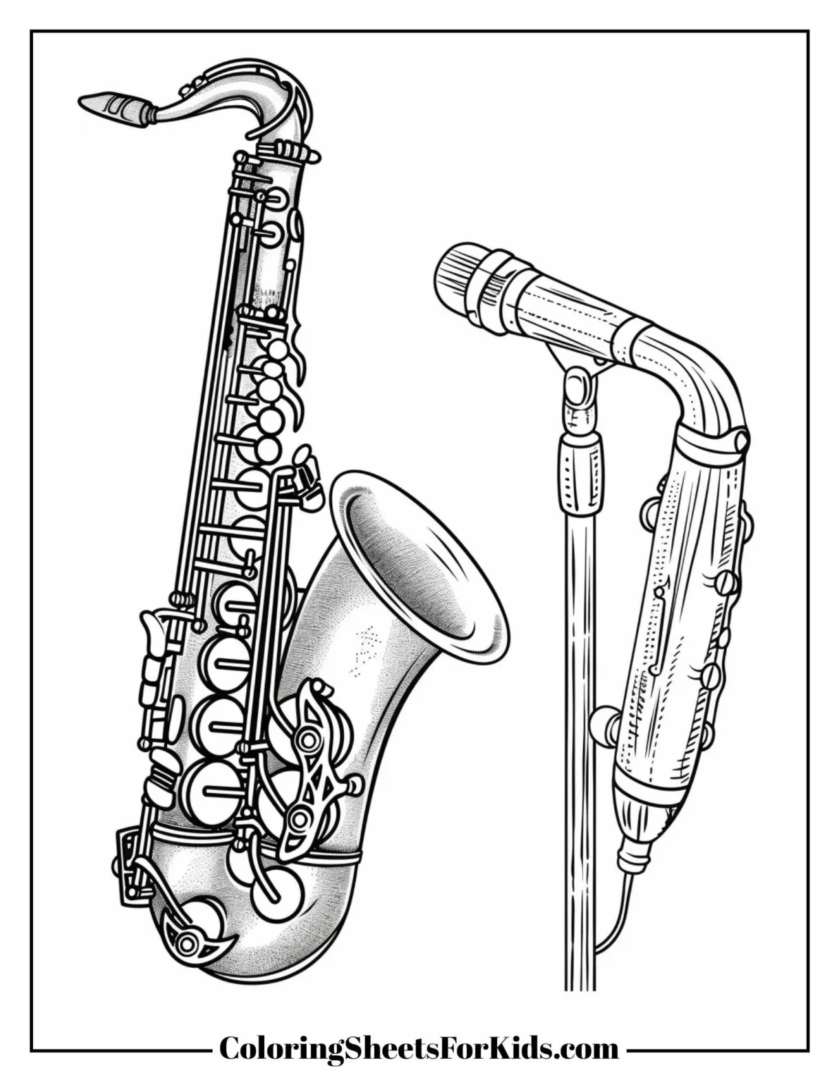 Saxophone Coloring Pages (Free to Print) - Coloring Sheets For Kids