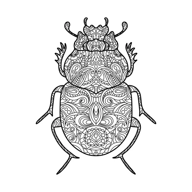 Premium vector scarab beetle coloring book for adults vector