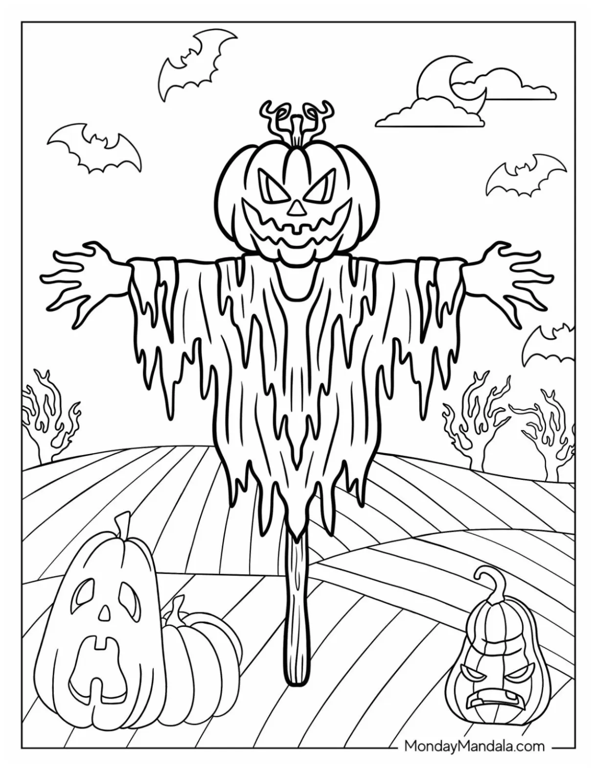 Scarecrow printable coloring pages [2025] printable coloring page