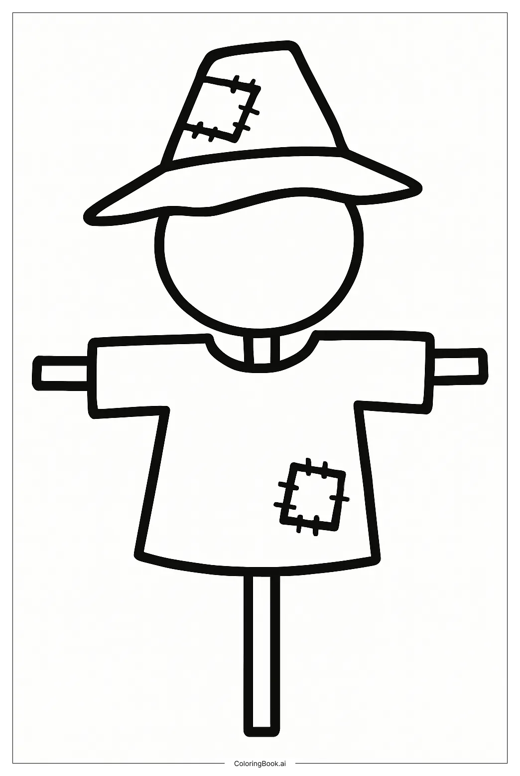 Scarecrow with a scarf coloring page free pdf&png printable