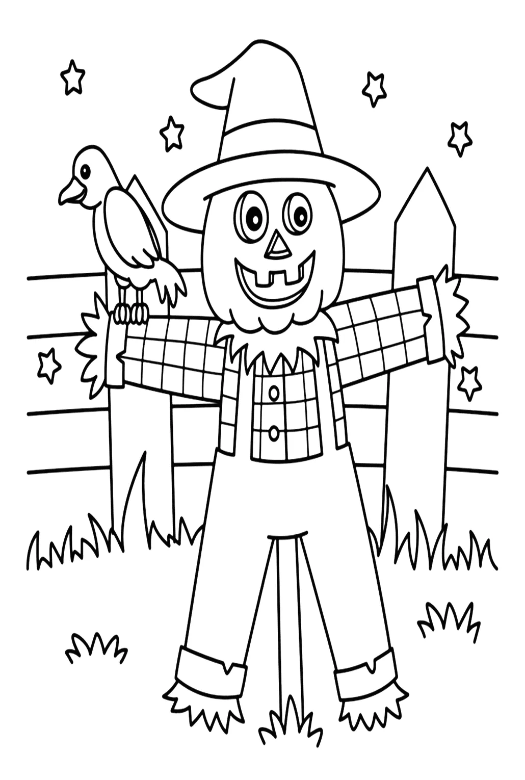 Color page scarecrow free printable coloring pages
