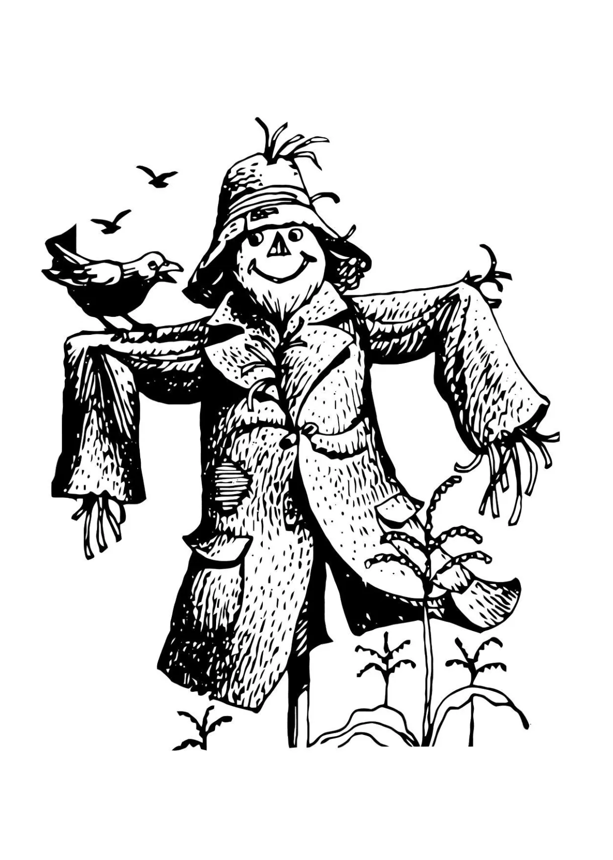 Coloring page scarecrow free printables img 11365