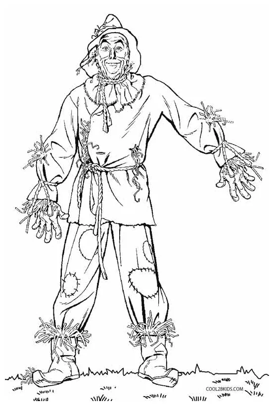 Printable scarecrow coloring pages for kids