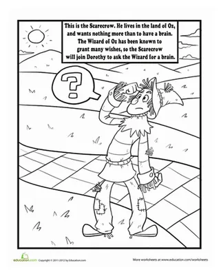 Wizard of oz the scarecrow worksheet education coloring