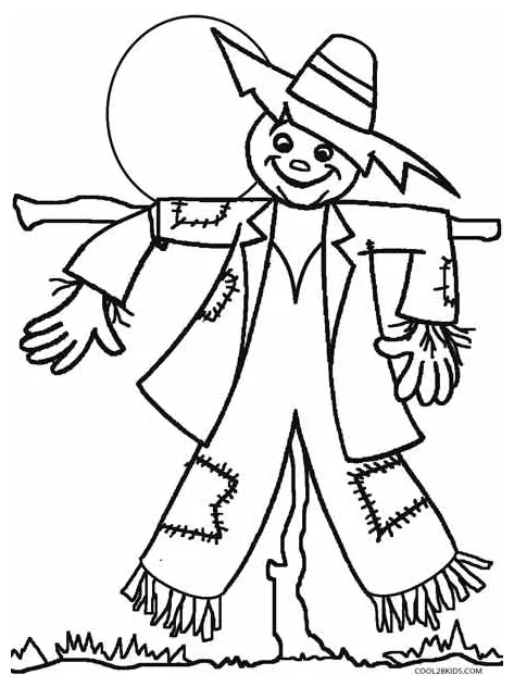 Scarecrow coloring page wizard of oz