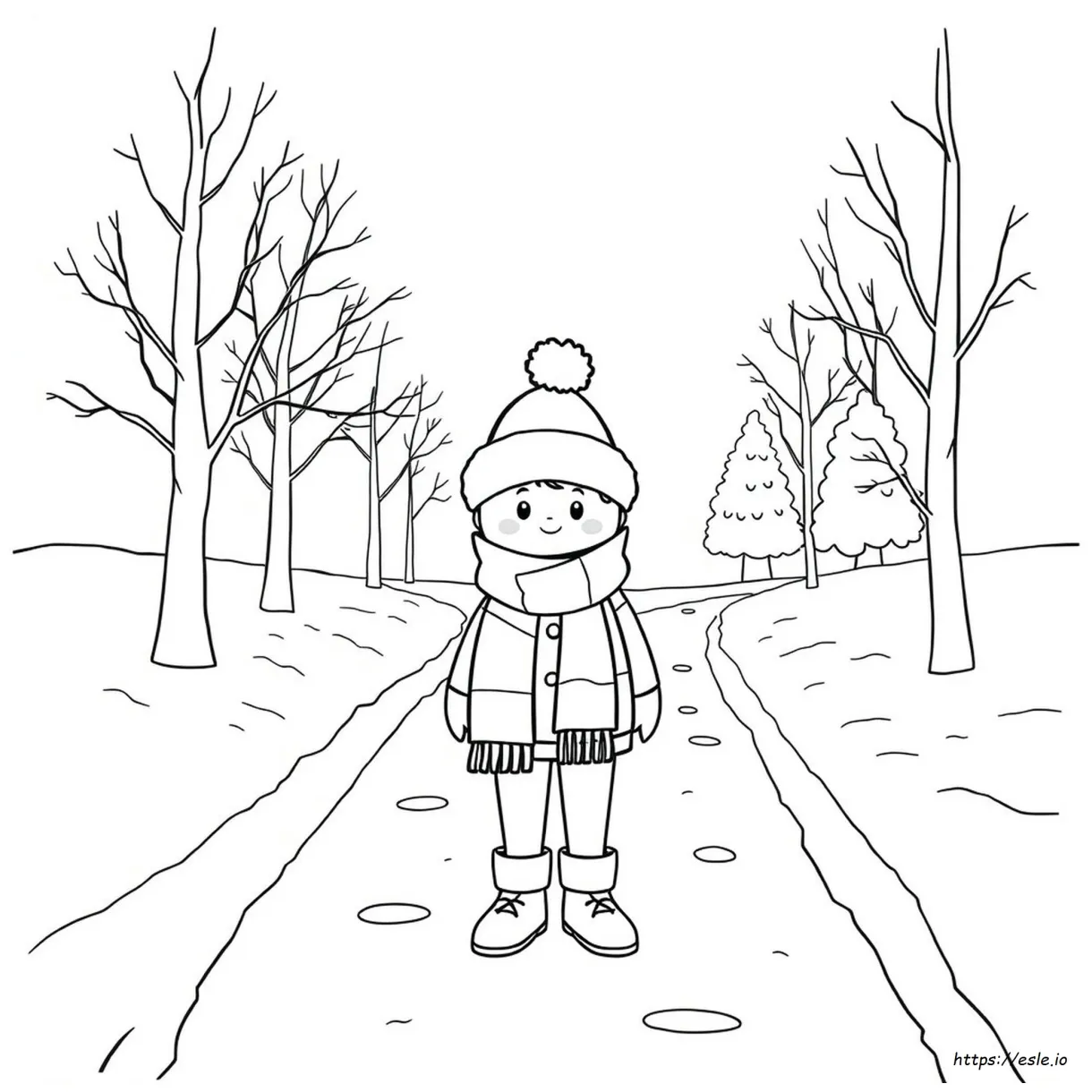 Hat and scarf coloring page