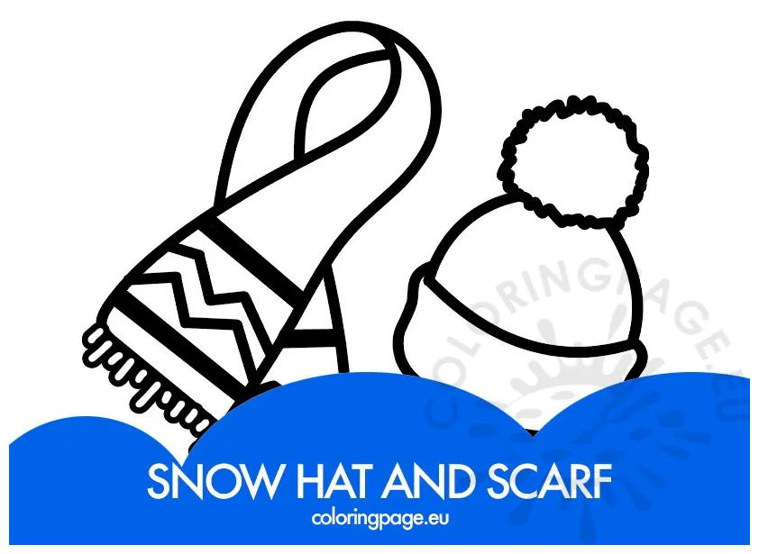 Snow hat and scarf coloring page