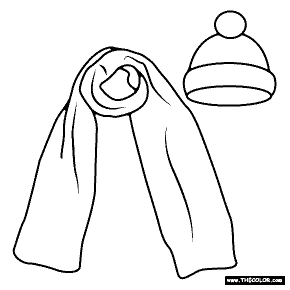 Snow hat and scarf coloring page